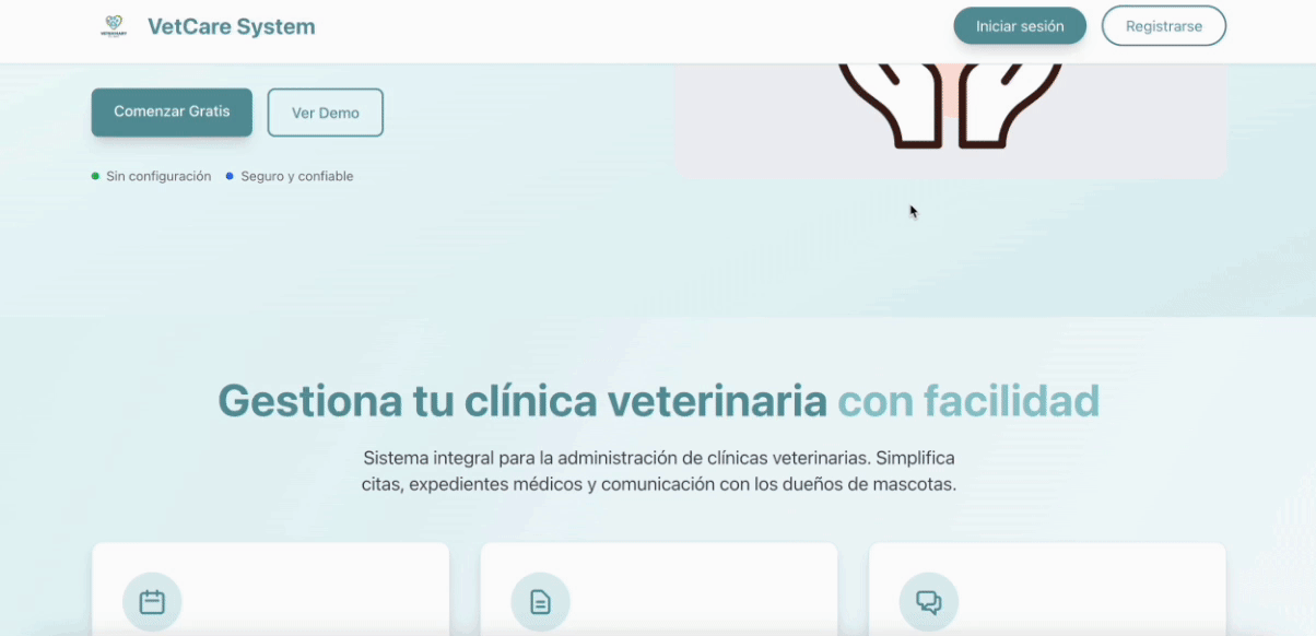 Mockup de VetCare System
